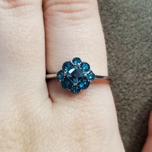 Fragrant Jewels Sz9 No Bad Days Teal Flower Cluster Ring